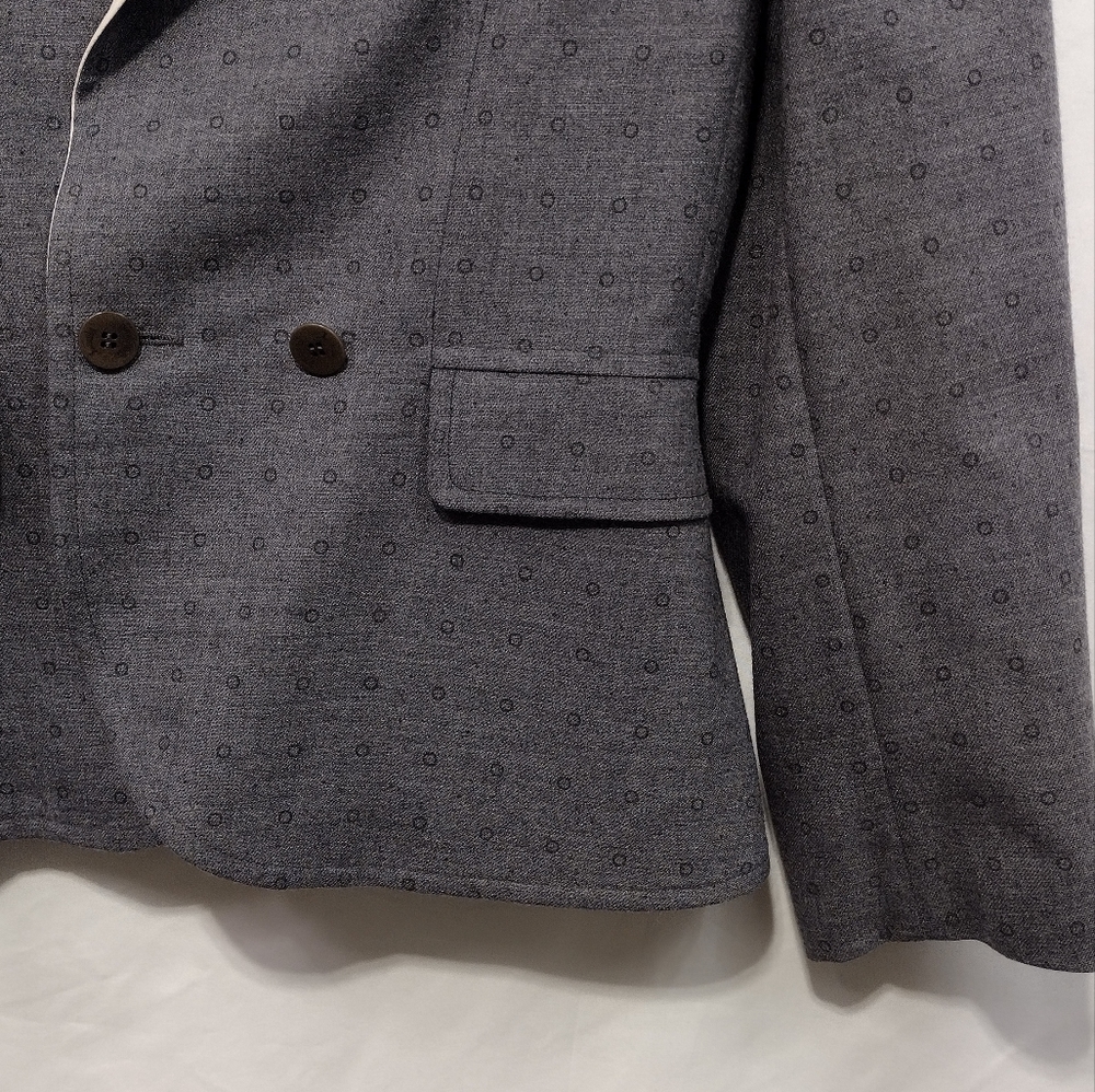 Louise Feraud Wool Silk Blazer Women's 8 Gray Cream Office Career Business Retro - Picture 3 of 10